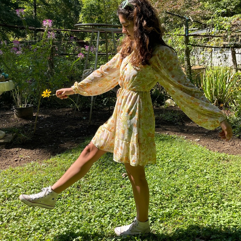 Nasty Gal Collection Orange/Yellow Hippie Dress Sz 4 Pre-Owned